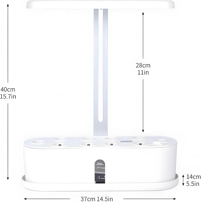 Indoor Garden Hydroponics Growing System Kit Full Spectrum 2.5L Water Tank 10 Pods Plant Germination Height Adjustable Automatic Timer Growth Lamp Countertop with LED Grow Light