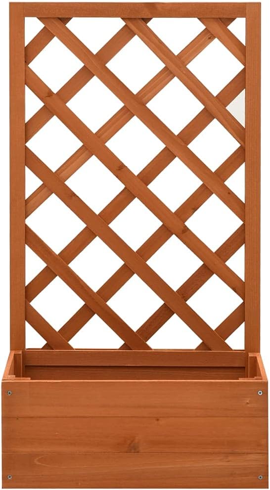Garden Trellis PlanterWood Planter with Trellis Planter Box with Trellis Raised Garden Bed Outdoor for Plants Hanging Flower BasketsOrange 19.7x9.8x35.4 Solid Firwood