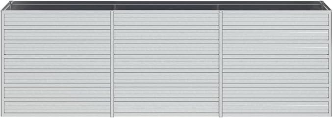 Bopdu Garden Raised Bed 94.5x15.7x30.3 Galvanized Steel Silver Backyard Patio Planter Raised Beds for Vegetables Outdoor Garden Raised Planter Box for Flowers Fruits