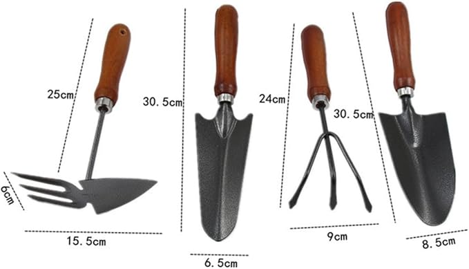 4pcs Mini Garden Tool Set Shovel and Spade with Thickened Iron Blades and Wooden Handles for Planting and Potting in Garden and Patio