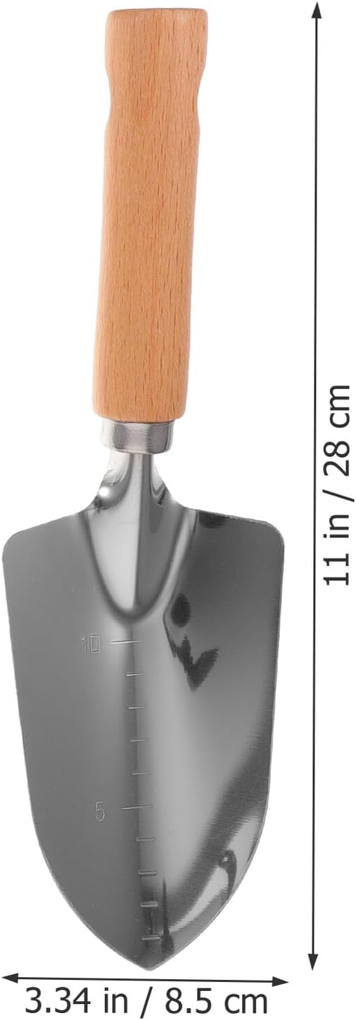 COHEALI 4pcs Garden Tool Set with Wooden Handles – Wide Shovel Pointed Shovel 3-Prong Rake and 3-Prong Hoe – Stainless Steel Hand Tools for Planting and Outdoor Gardening