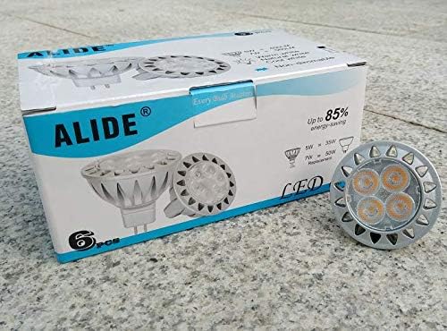 ALIDE 5W MR16 5000K Daylight White Led Bulbs GU5.3 MR16 20W 50 Watt Halogen Replacement 12V Low Voltage Light Bulb for Accent Outdoor Landscape Track LightingNot Dimmable500lm38 Deg6 Pack