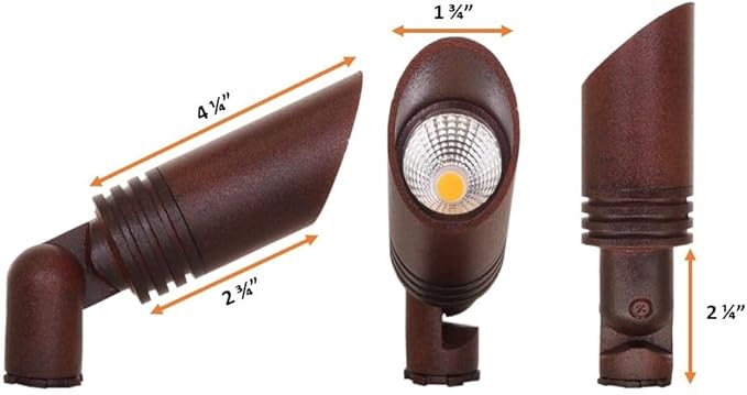 Best Pro Lighting Low Voltage Landscape Mini Spot Light 12V Integrated 3W LED 2700K Warm White Outdoor Spotlight Directional Up Lighting with Stake for Bushes Trees Shrubs Die-cast Aluminum