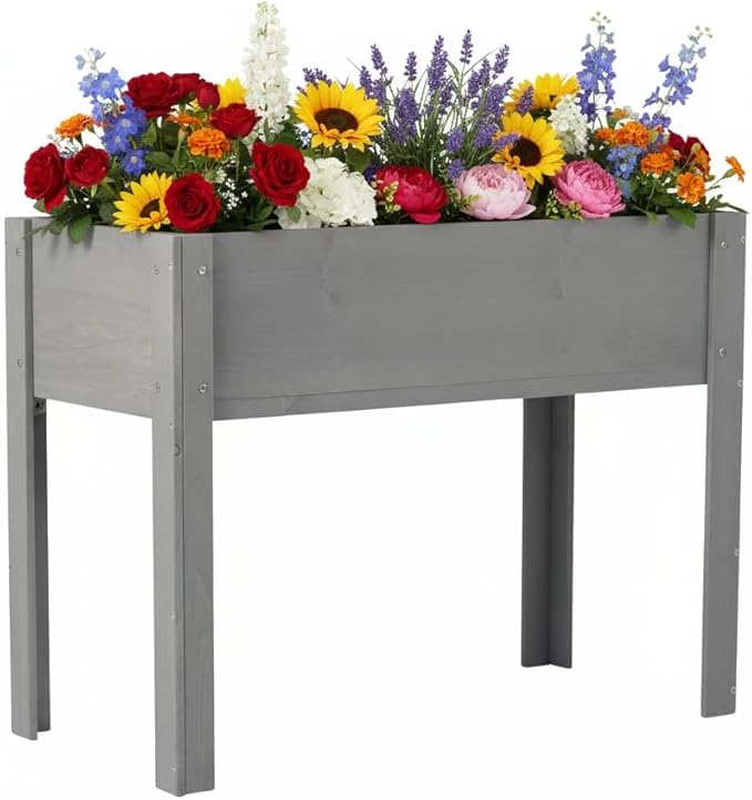40x20x31 inch Raised Garden Bed with Legs Elevated Wooden Planter Box for Outdoor Plants Flowers Fruits Vegetable Herb Growing