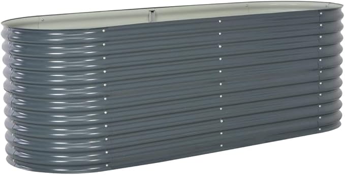 Garden Raised Bed 94.4x31.4x31.8 Galvanized Steel Gray
