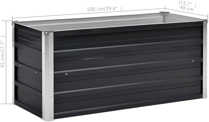 Galvanized Steel Raised Planter Box 39.4 x 39.4 x 17.7 in Anthracite Outdoor Garden Bed for Vegetables Flowers &amp Herbs Easy Assembly Modern Planter for Patio Balcony &amp Yard