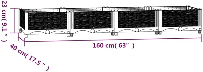 YAFF Raised Bed 63x15.7x9.1 Polypropylene (13.86lbs)