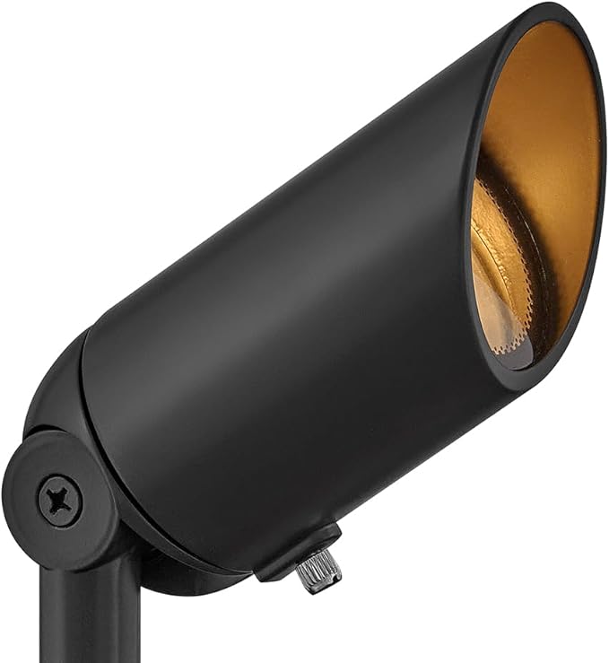 Hinkley Landscape Lighting 1536SK Accent Spot Light - Aluminum MR16 LED Bulb Required Safe for Wet Conditions Wiring Kit and Ground Spike Included - Satin Black Finish with Clear Lens