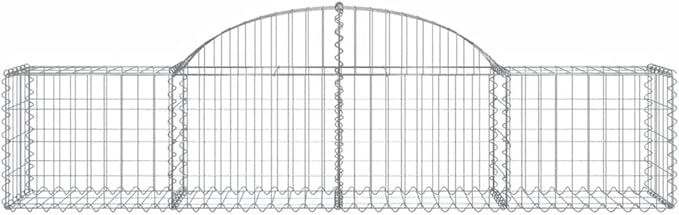 Gabion Basket Silver Galvanized Iron 78.7x19.7x15.7/23.6 inch Rectangular Outdoor Garden Wall Heavy-Duty Retaining Barrier Corrosion-Resistant for Landscaping