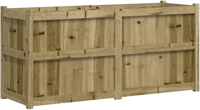 Garden Planter Treated Wood Vacuum Pressure Impregnated Pinewood 59.1x59.1x27.6 Inch Rectangular Raised Garden Bed for Outdoor Plants Weathered Finish