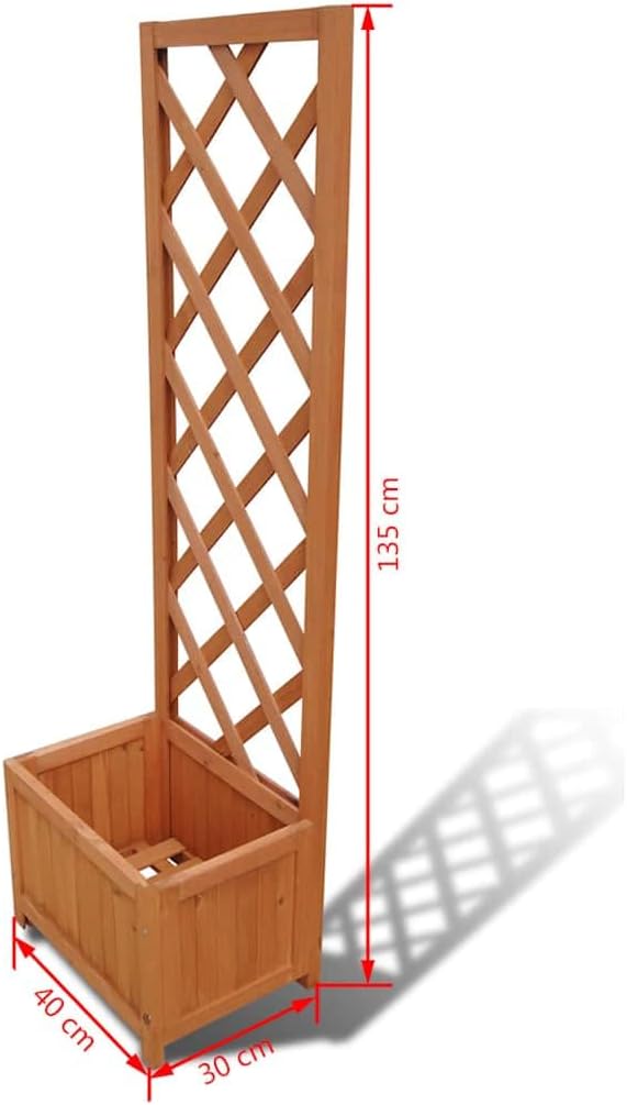 Rustic Solid Wood Planter Box with Trellis 15.7 x 15.7 x 53.1 in Outdoor Garden Flower Box for Vegetables Herbs Patio Balcony Brown