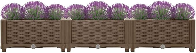 47.2x15.7x9.1 Brown Raised Bed Planter Box Durable Polypropylene Garden Box for Outdoor Patio Balcony Herb Tomato Flower Boxes Easy Assembly