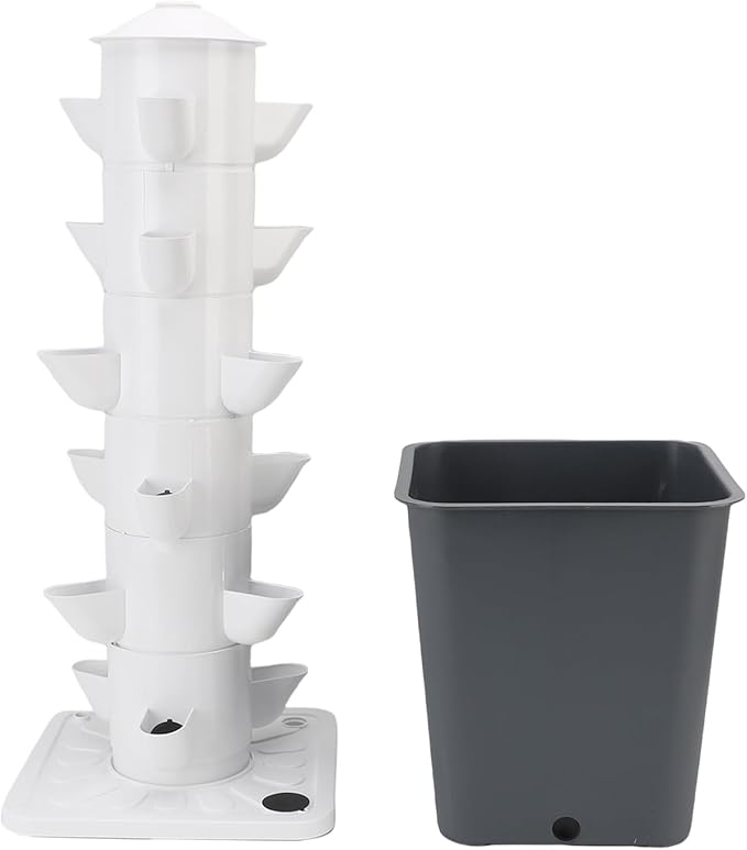 AUNMAS 18 Holes Hydroponic Tower with 10L Watertank Space Saving Vertical Hydroponics Growing System Plant Germination kit for Indoor Gardening Fruits Vegetables (US Plug)