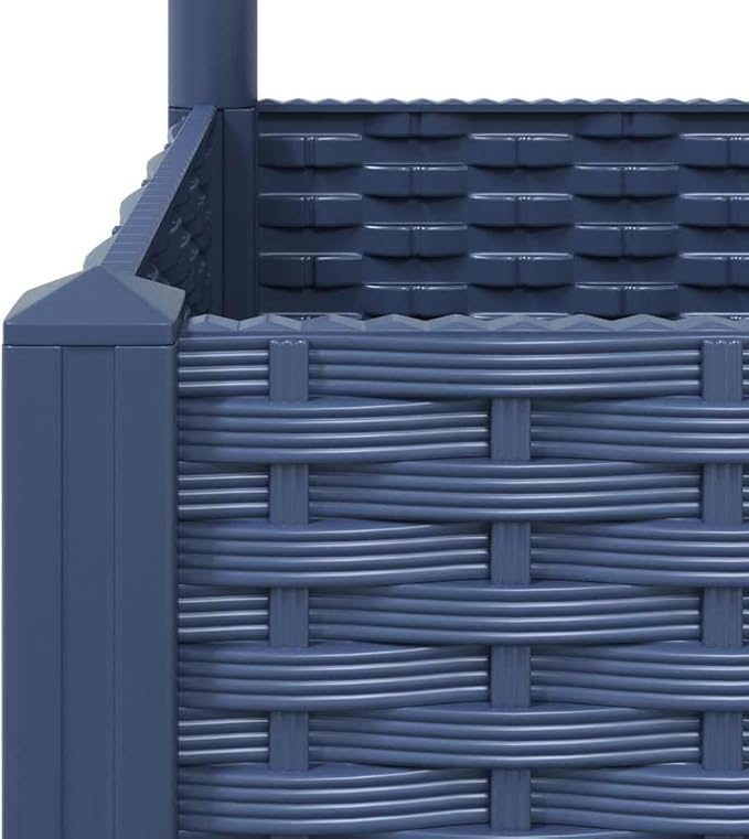 Large Garden Planter with Trellis Blue Grey Polypropylene 31.5x15.7x53.5 Inch Outdoor Raised Garden Bed for Climbing Plants Patio Balcony Decor