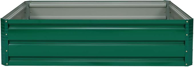 Giantex Patio Raised Garden Bed Vegetable Flower Planter Metal Plant Box Dark Green (47 Lx35.5 Wx12.0 H)