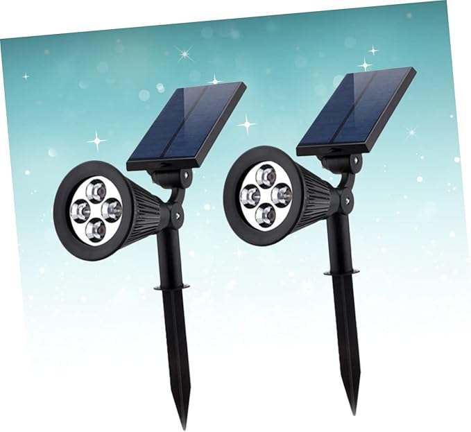 NUOBESTY 2 Pcs Solar Spotlights Waterproof RGB LED Landscape Lamp for Outdoor Lawn Garden Lights Ground Connector Design 4 LED Lighting for Patio and Pathway