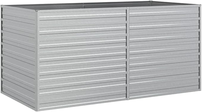 Galvanized Steel Garden Raised Bed Large Outdoor Planter Box with Open Bottom Metal Raised Planter Bed for Vegetables Flowers 63x31.5x30.3 Silver-368