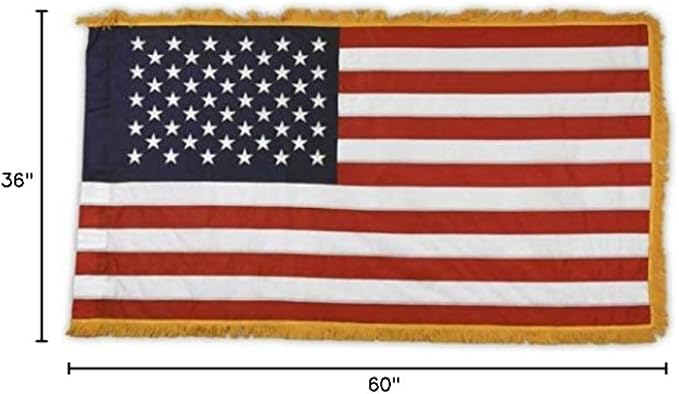 3x5' US Indoor Flag Set on 8' Pole - Complete Indoor Presentation Mounting Flag Set (Stand Pole Eagle and US Flag) for business government school office or other formal flag display.
