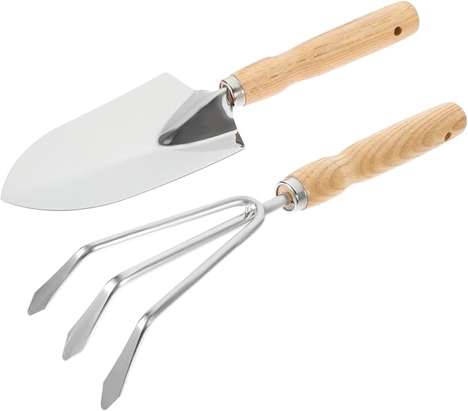 5sets Gardening Tool Hand Trowel and Rake for Soil Loosening Planting and Weeding for Bonsai and Small Garden Projects