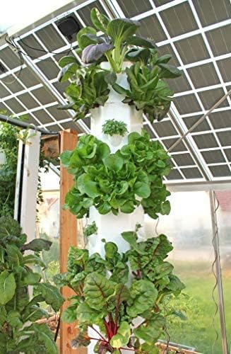 Standard Outdoor Vertical Hydroponic Growing System Kit Grow 27 Large Lettuce Vegetables Herbs Fruit | 20 Gallon Water Tank 20' Pump Cable Smart WiFi Timer | Easy Assembly &amp Use