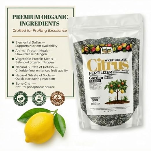 Old Cobblers Farm™ Wicked Organics Organic Citrus Fertilizer - Balanced Nutrition Supports Healthy Roots Green Foliage &amp Flavorful Fruit (5 lbs | 10 lbs | 15 lbs | 20 lbs) (5 lbs)