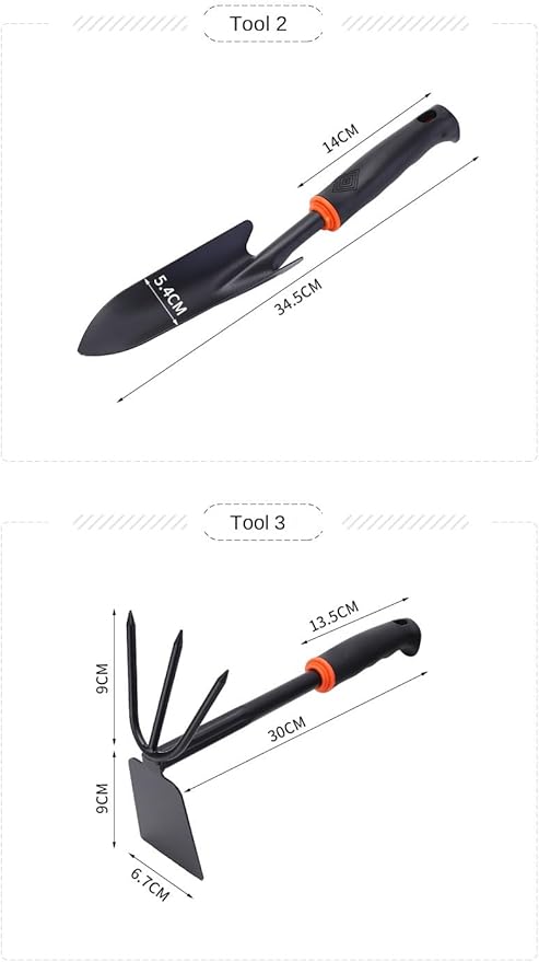 Garden Tool Set 4 Piece Heavy Duty Garden Trowels Cast-Iron Garden Hand Shovels with Non-Slip Rubber Grip Idea for Transplanting Weeding Digging and Planting (Four-Piece Tool Set)
