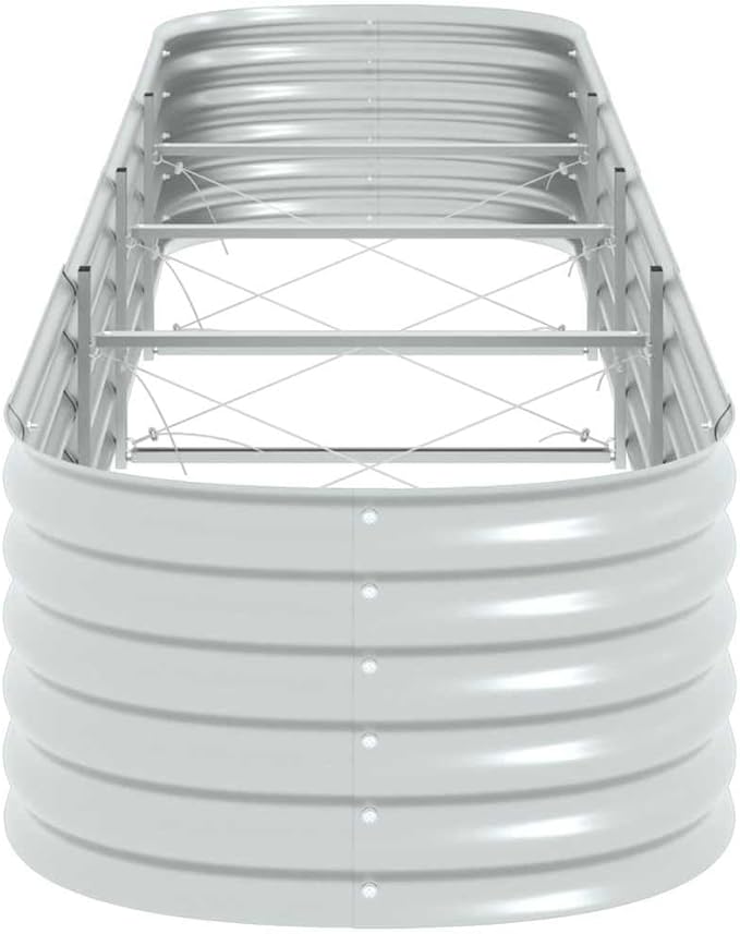 Large Galvanized Steel Raised Garden Bed 157.5 x 157.5 x 17.3 in Silver Rectangular Outdoor Planter Box Durable Metal Elevated Flower &amp Vegetable Bed for Patio Balcony Yard