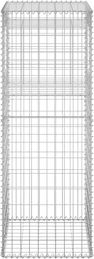 Set of 2 Gabion Basket Post Galvanized Steel Planter Raised BedGabion Raised Bed to Fill with Rocks or Gravel 19.7x19.7x55.1 Iron
