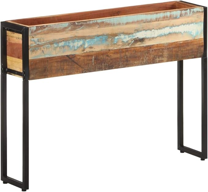 Garden PlanterRaised Garden BedSturdy Iron FrameVegetablesFlowersOutdoor Indoor Planting Box Container for Garden Patio Balcony35.4x7.9x26.8 Solid Reclaimed Wood(Priority Delivery)
