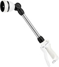 RESTMO Metal Watering Wand Heavy Duty Garden Hose Wand with 180° Swivel Ratcheting Head 16'' Hose Nozzle Sprayer with 7 Spray Patterns and Flow Control for Water Hanging Baskets and Shrubs White