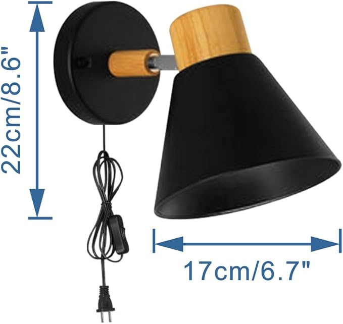 Hook Type Wall Mounted Plant Light Full Spectrum 4500K 10W Adjusted Angle &amp Light Beam Range 15°-60° Modern Black Metal Wood Wall Lamps for Indoor Growing Plants Flowers 2 Pack
