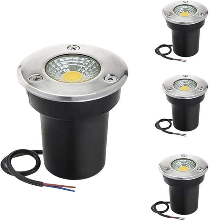 4 Pack LED Underground Light COB Floor Lamp IP65 Waterproof Outdoor Ground Spot Landscape Garden Square Path Yard Recessed Buried Spotlight (White 5W)