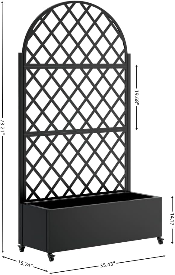 Heavy-Duty Metal Planter Box with Built-in Trellis for Climbing Plants Vegetables and Vines – Rust-Resistant Raised Garden Bed with Drainage and Mobility Features (Round)