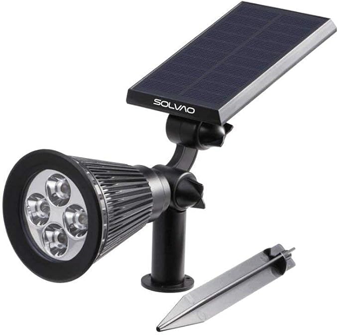 SOLVAO Solar Spot Light | Ultra Bright Waterproof Adjustable 270° No Wiring Portable | Auto On/Off Function | Rechargeable LED for Outdoor Landscape Wall Fence Yard Driveway Outside