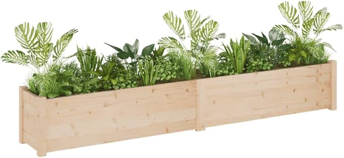 Large Natural Planter Set of 2 Solid Pine Wood Planters for Raised Garden Bed Galvanized Steel Grid - Durable Cages for Fencing