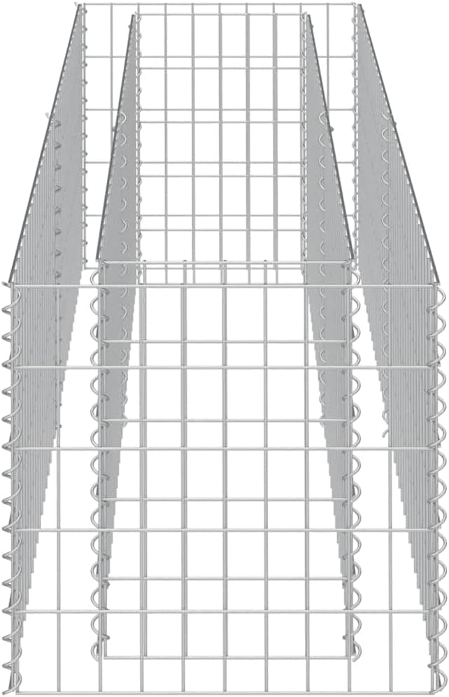 vidaXL Gabion Raised Bed Proof Galvanized Steel High Load Capacity Spacious Design Ideal for Garden and Patio Outer Dimensions - 70.9x19.7x19.7