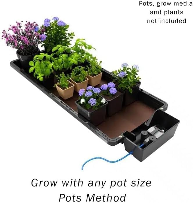Happy Hydro Tray2Grow System - Standard Tray2Grow with No Tank - Self-Watering Gravity-Fed Hydroponic Indoor System Black
