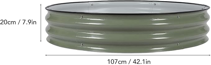 Raised Garden Bed Kit 107x20cm Metal Raised Planter Bed with Rounded Edges and Open Bottom Design Galvanized Steel Planting Box for Vegetables and Flowers (Light Green)