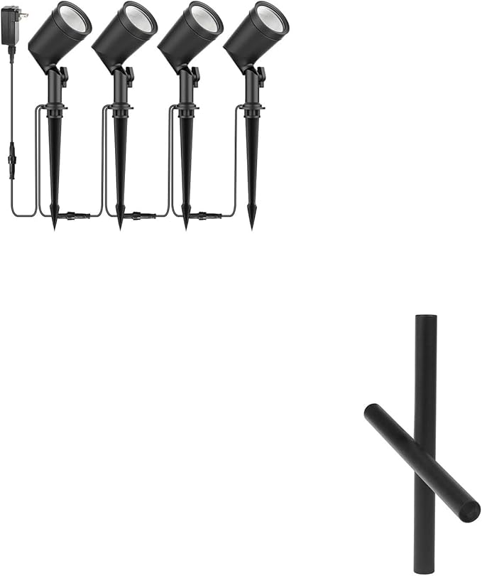 SUNTHIN Outdoor Landscape Lights 4 Pack with 2 Pack 9 inch Aluminum Extension Poles