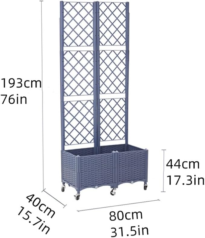 Plastic Garden Bed with Climbing Rack Planter Boxes Outdoor Climbing Rack Garden Box for Home Balcony Vegetable Planting Movable Raised Garden Beds Outdoor(Gray80cm/31.5in)