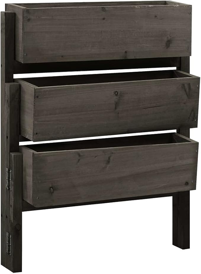 Decorative Garden Raised Bed Vegetable Planting pots Garden Folding Planter Gray 23.6x5.5x29.5 Solid Firwood for Growing Outdoor Plants Vegetables