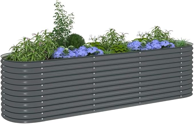 Raised Garden Bed 126 x 31.5 x 31.9 Galvanized Steel Planter Box Large Outdoor Raised Flower Bed for Vegetables Herbs Flowers Patio and Garden