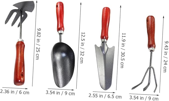 Garden Tool Set 4pcs Hand Trowel and Small Shovels for Digging with Hand Rake and Soil Scoop Miniature Sturdy Iron Gardening Tools for Flower Planting and Vegetable Garden