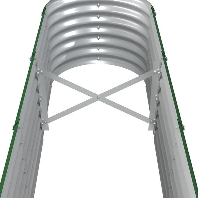 Oval Garden Raised Bed Green Powder-Coated Steel Large 102.4x102.4x14.2 Inch Durable Outdoor Planter for Vegetables Herbs Flowers
