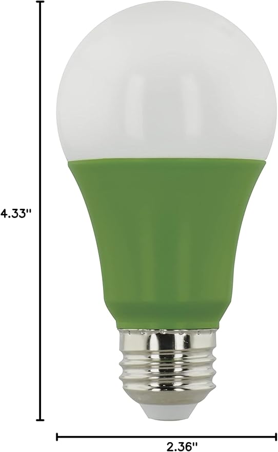 Satco S11440 9 Watts A19 LED Full Spectrum Plant Grow Lamp Medium Base 120 Volt Help Grow Ornament Plants and Succulents for Wet Rated Locations Green (12 LED Light Bulbs)