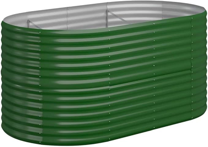 vidaXL Garden Raised Bed Green Powder-Coated Steel Standard Durable