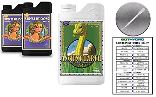 Advanced Nutrients Sensi Bloom A &amp B 1L &amp Ancient Earth Organic 1L Bundle w/Card &amp Pipette