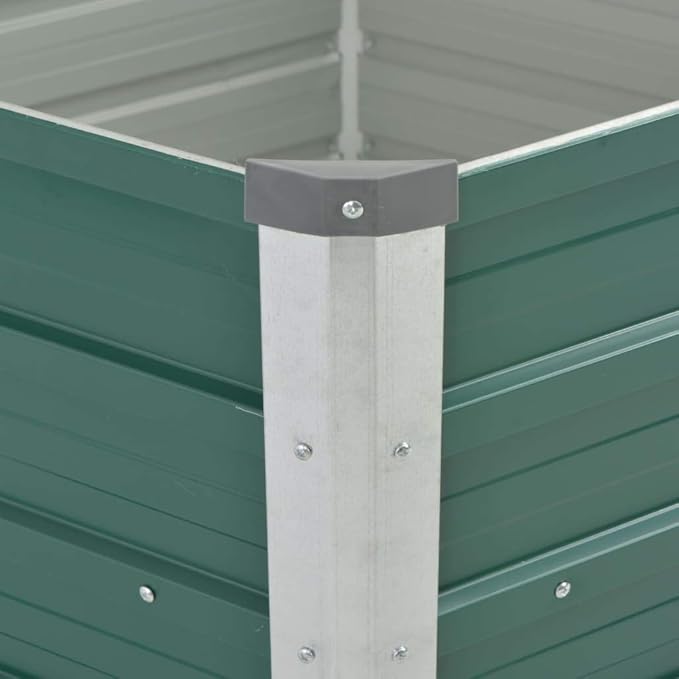 Galvanized Metal Garden Raised Bed for Vegetables Flowers Herbs Large Outdoor Planting Box - Steel Gardening Planter Beds 50.8x50.8x30.3 Green
