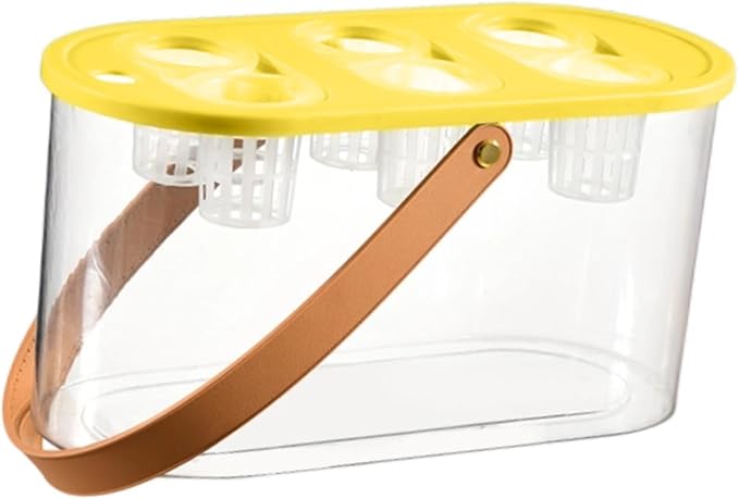 Hydroponic Grower Box and Handle 6 Holes Transparent Hydroponic Planting Box for Plants and Fish Home Cultivating Yellow