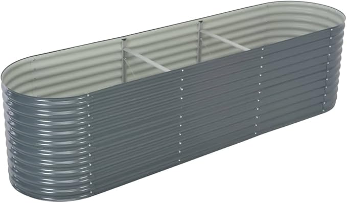 Garden Raised Bed 125.9x31.4x31.8 Galvanized Steel Gray
